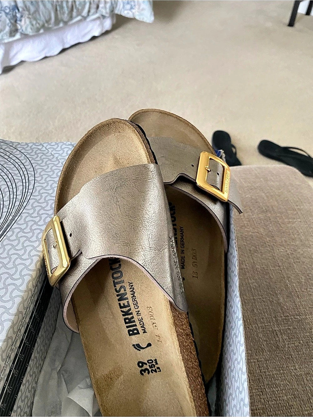 Birkenstock Catalina Cushion Buckle Graceful Taupe Sandals EU 39 New